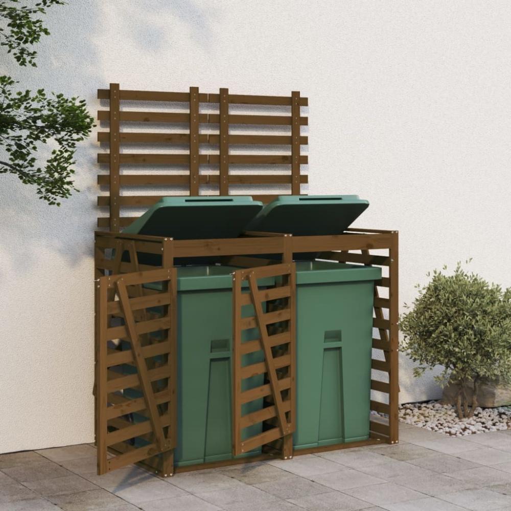 vidaXL Mülltonnenbox für 2 Tonnen Honigbraun Massivholz Kiefer Bild 1