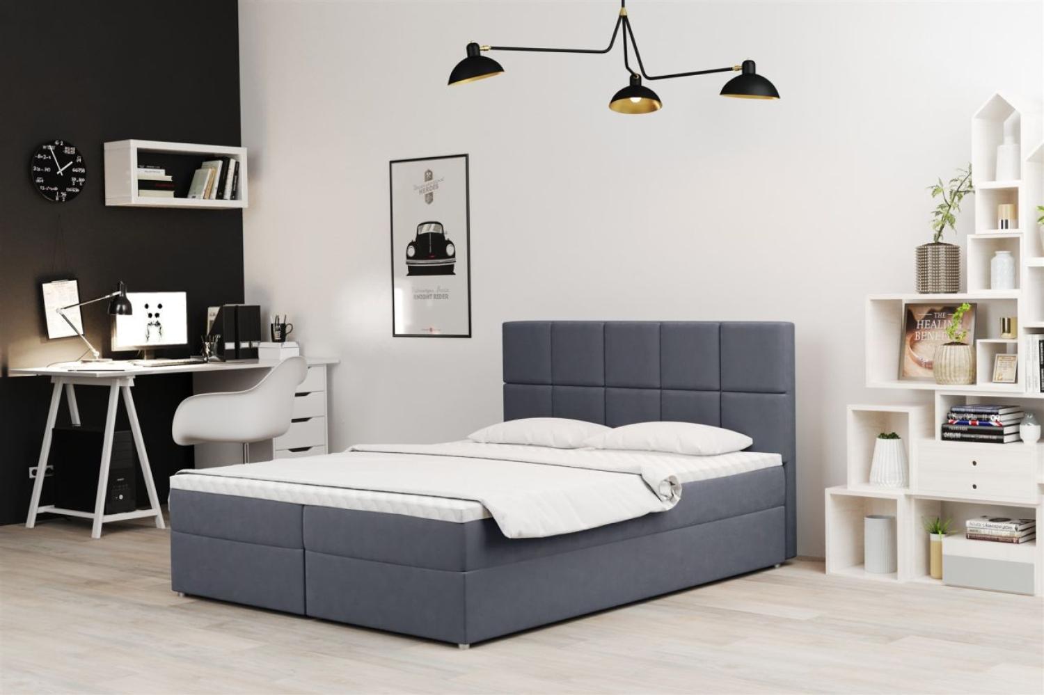 Boxspringbett Schlafzimmerbett FRASCO 120x200cm in Stoff Jasmine Dunkelgrau Bild 1