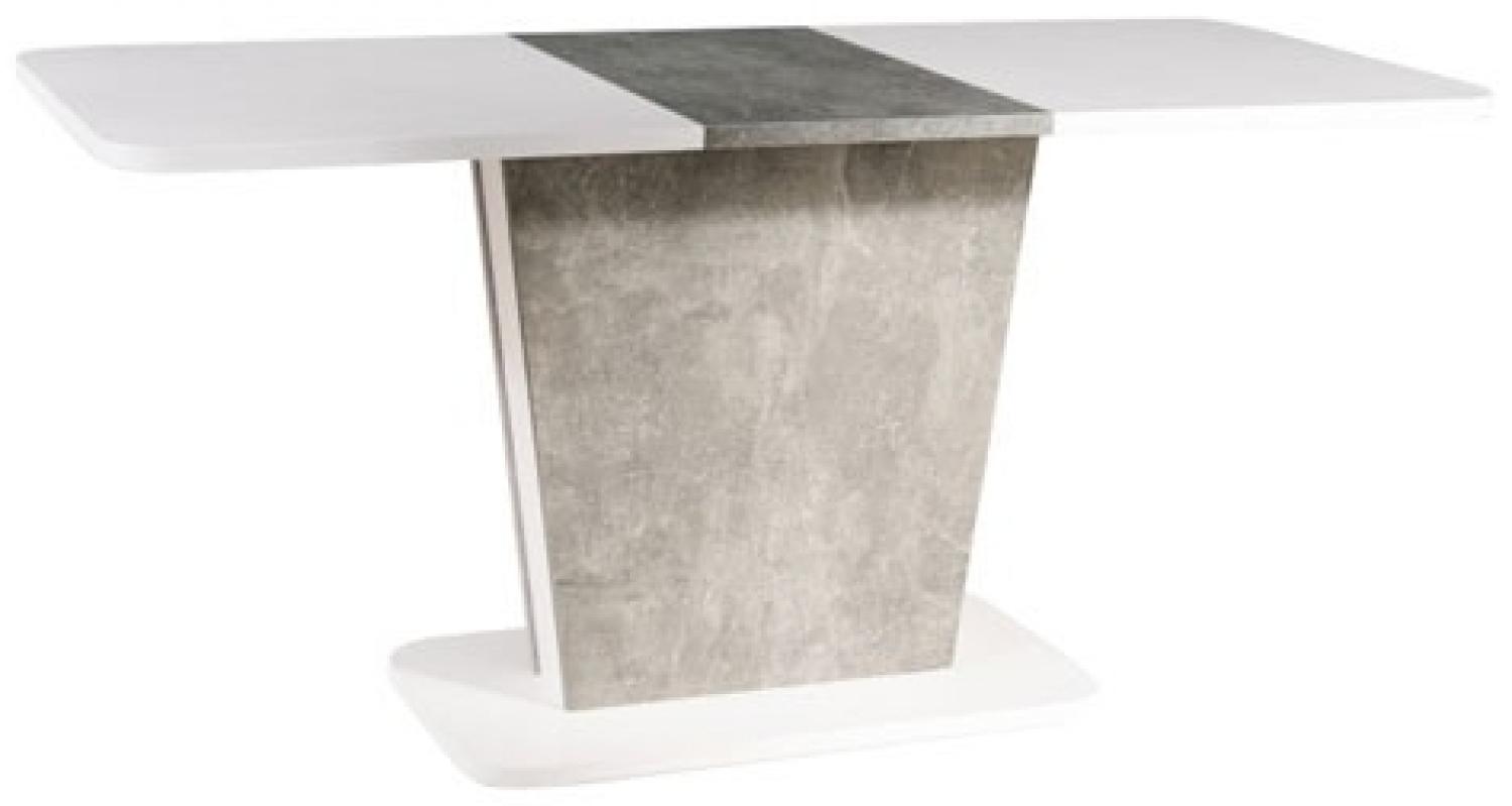 Esstisch Säulentisch Chaves 110-145x68cm weiß beton ausziehbar Bild 1