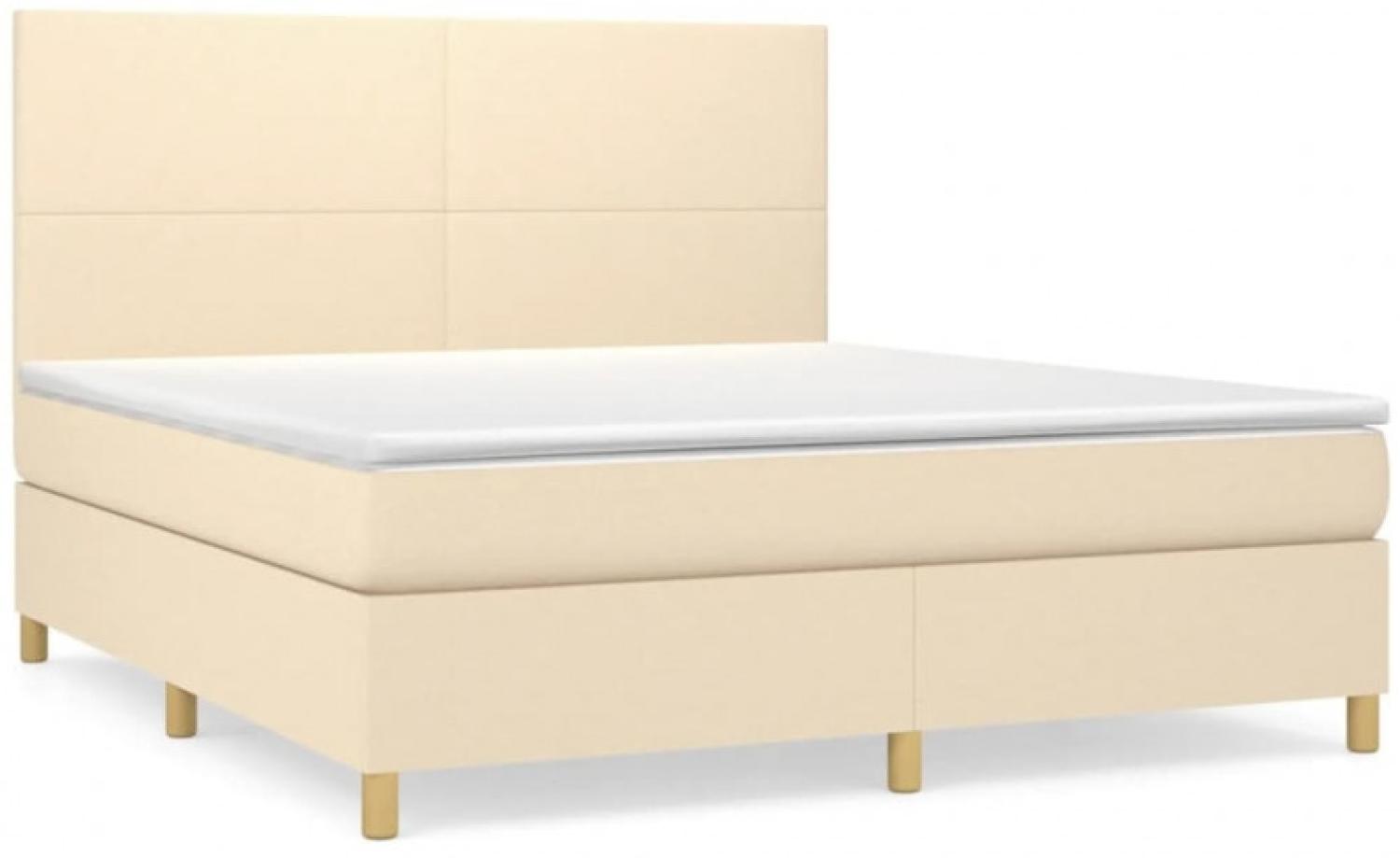 vidaXL Boxspringbett mit Matratze Creme 160x200 cm Stoff Bild 1