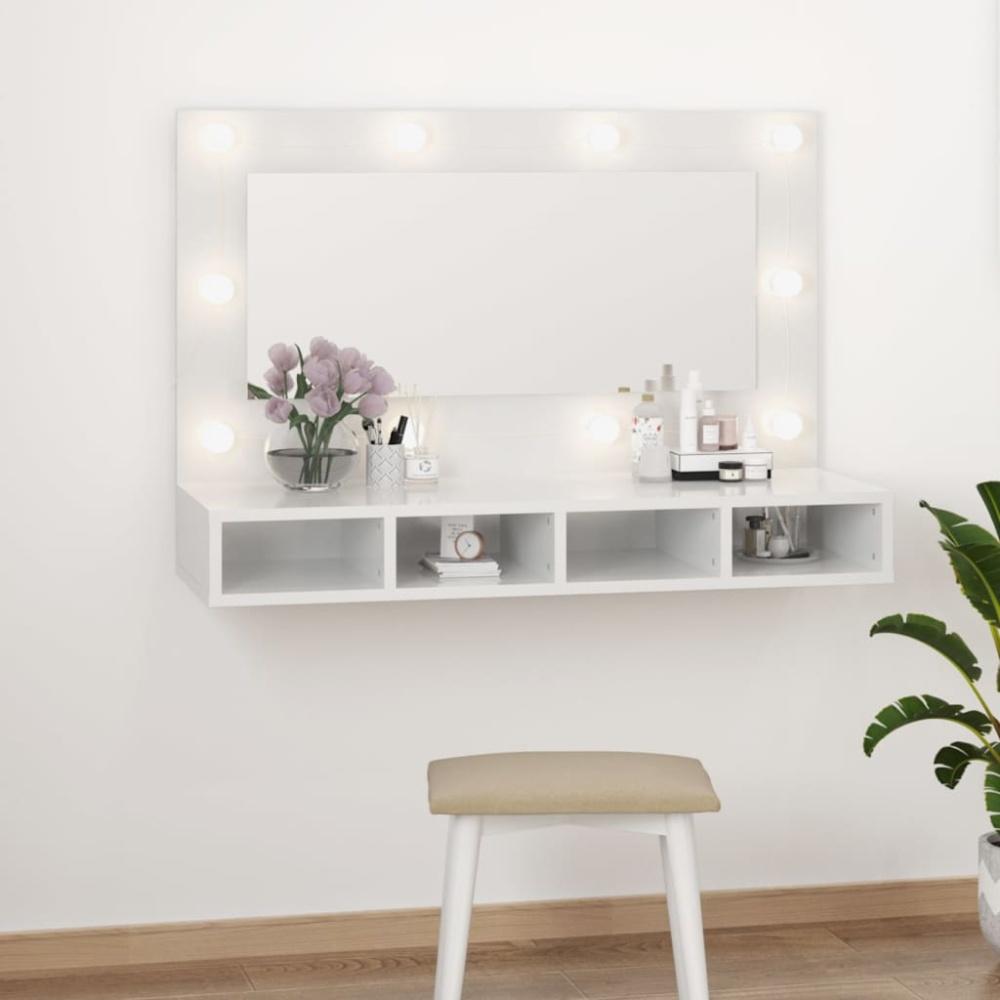vidaXL Spiegelschrank mit LED Hochglanz-Weiß 90x31,5x62 cm Bild 1
