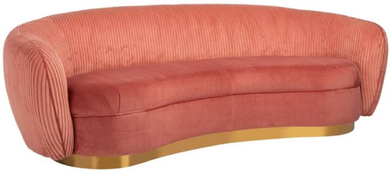 Casa Padrino Luxus Sofa Rosa / Gold 221 x 98 x H. 72 cm - Gebogenes Wohnzimmer Sofa - Wohnzimmer Möbel - Wohnzimmer Einrichtung - Luxus Möbel - Luxus Einrichtung - Möbel Luxus Bild 1