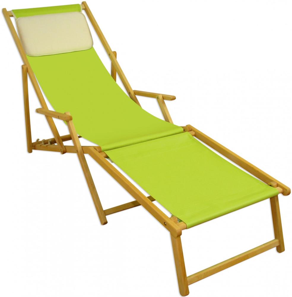 Liegestuhl pistazie Fußablage Kissen Deckchair klappbar Sonnenliege Holz Gartenliege 10-306NFKH Bild 1