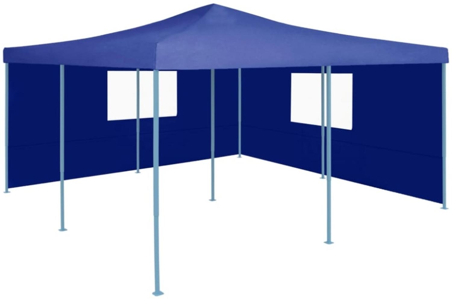 Faltpavillon mit 2 Seitenwänden 5x5 m Blau Bild 1