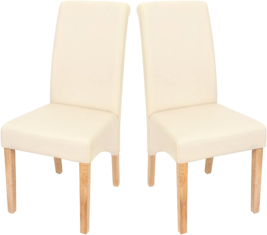 2er-Set Esszimmerstuhl Küchenstuhl Stuhl M37 ~ Kunstleder matt, creme, helle Füße Bild 1