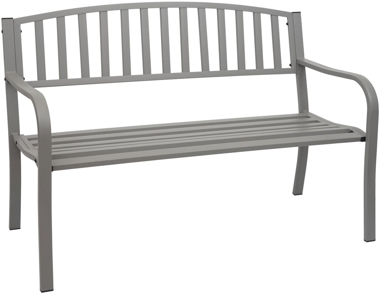 Gartenbank HWC-F43, Bank Parkbank Sitzbank, 2-Sitzer pulverbeschichteter Stahl ~ grau Bild 1
