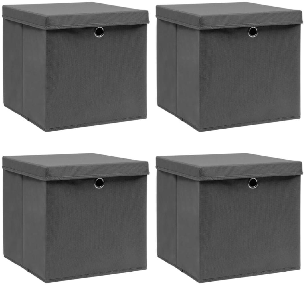 vidaXL Aufbewahrungsboxen mit Deckeln 4 Stk. Grau 32x32x32 cm Stoff Bild 1