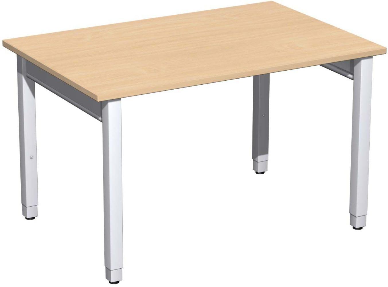 Schreibtisch '4 Fuß Pro Quadrat' höhenverstellbar, 120x80x68-86cm, Buche / Silber Bild 1