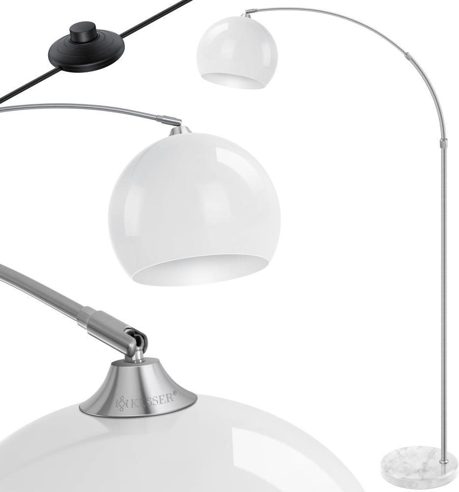 KESSER® Bogenlampe, mit standfestem Marmorfuß, höhenverstellbar, 146-220cm, Weiß Bild 1