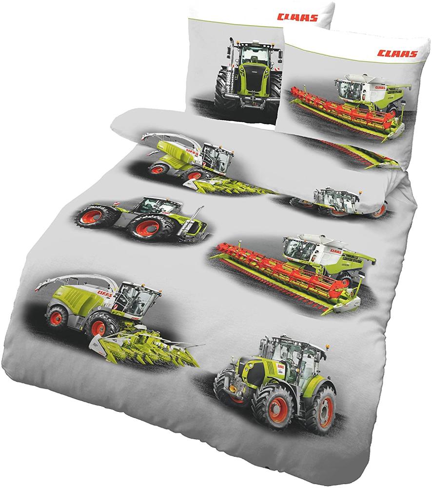 CLAAS Traktor & Mähdrescher Design | Biber Bettwäsche 135x200 cm & Kissenbezug 80x80 | Set 2teilig Bild 1