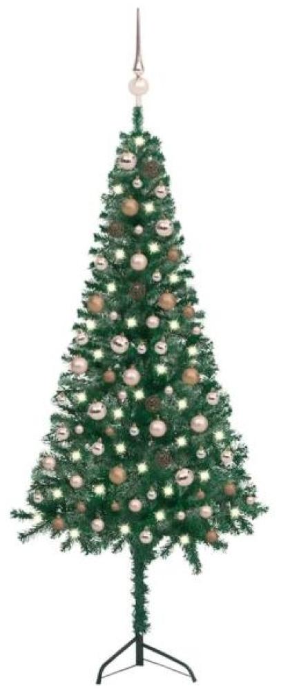 vidaXL Künstlicher Eck-Weihnachtsbaum LEDs & Kugeln Grün 180 cm PVC, Mit Beleuchtung [3077954] Bild 1