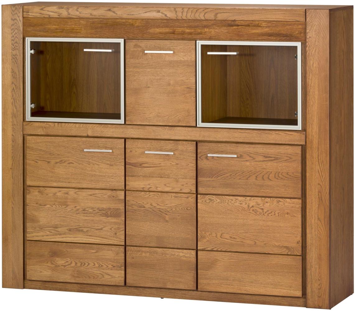 99rooms Vittorio Highboard II Massivholz Eiche Rustikal ohne LED-Beleuchtung Bild 1