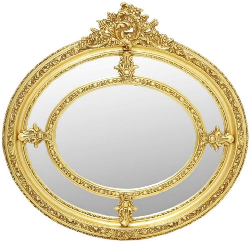 Casa Padrino Barock Spiegel Gold - Ovaler Antik Stil Wandspiegel - Wohnzimmer Spiegel - Garderoben Spiegel - Barock Möbel Bild 1