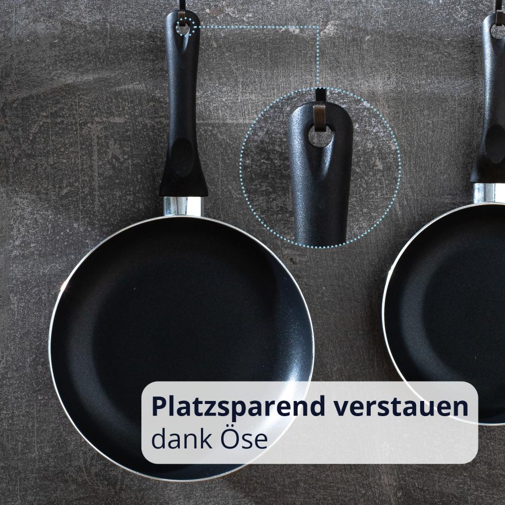 KHG Pfannen-Set 3-teilig 20|24|28 cm aus Aluminium-Guss in Schwarz | Kochgeschirr Bratpfannen induktionsgeeignet spülmaschinengeeignet, Antihaftbeschichtung, Bakelitgriff | Braten, Schmoren, Garen | 20, 24, 28 cm Bild 1