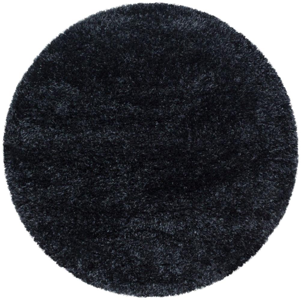 Hochflor Teppich Baquoa rund - 80 cm Durchmesser - Schwarz Bild 1
