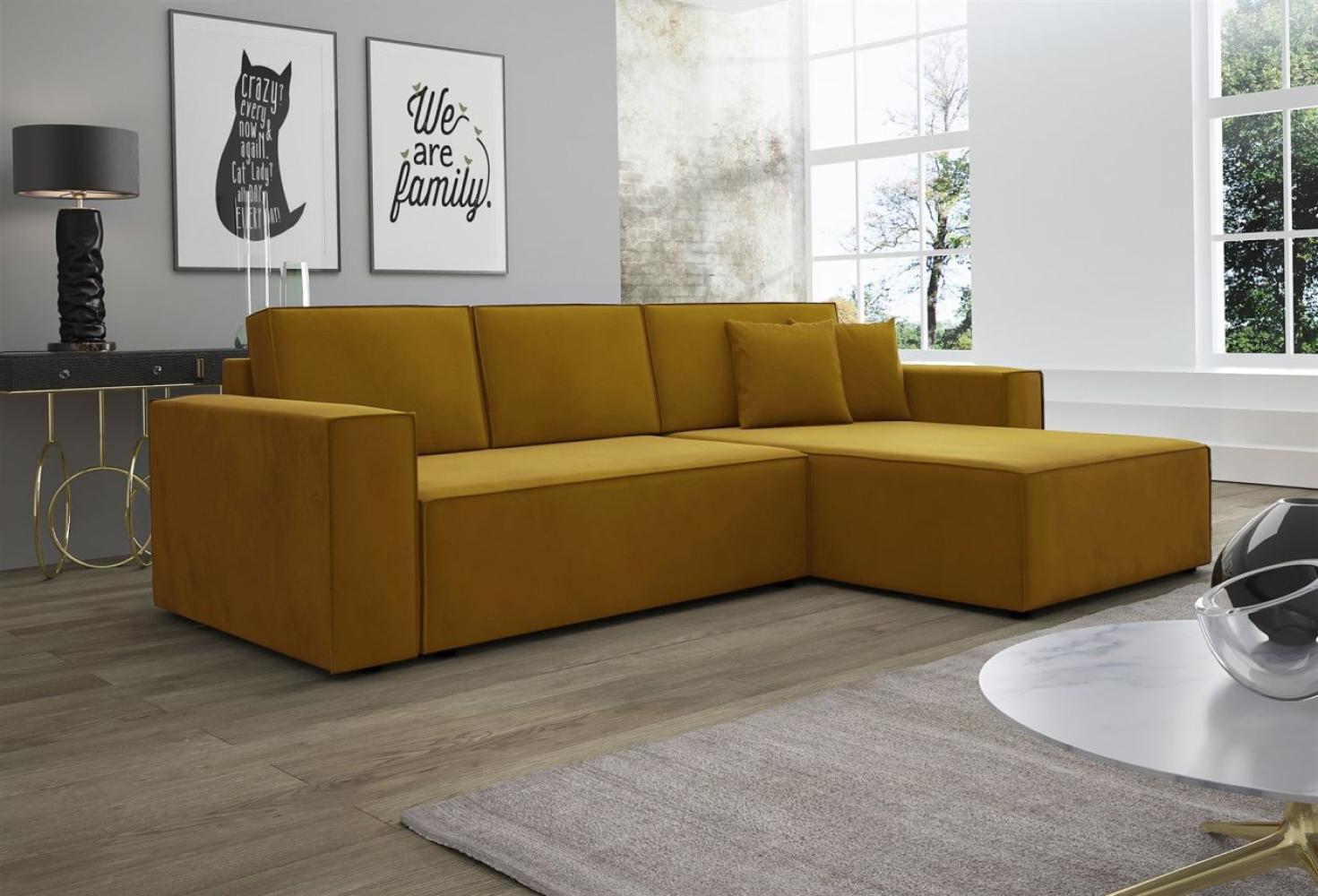 Ecksofa Schlafsofa Sofa CONOR PREMIUM Stoff Kronos Goldbraun Ottomane Rechts Bild 1