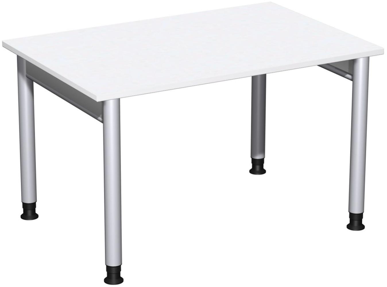 Schreibtisch '4 Fuß Pro' höhenverstellbar, 120x80cm, Weiß / Silber Bild 1