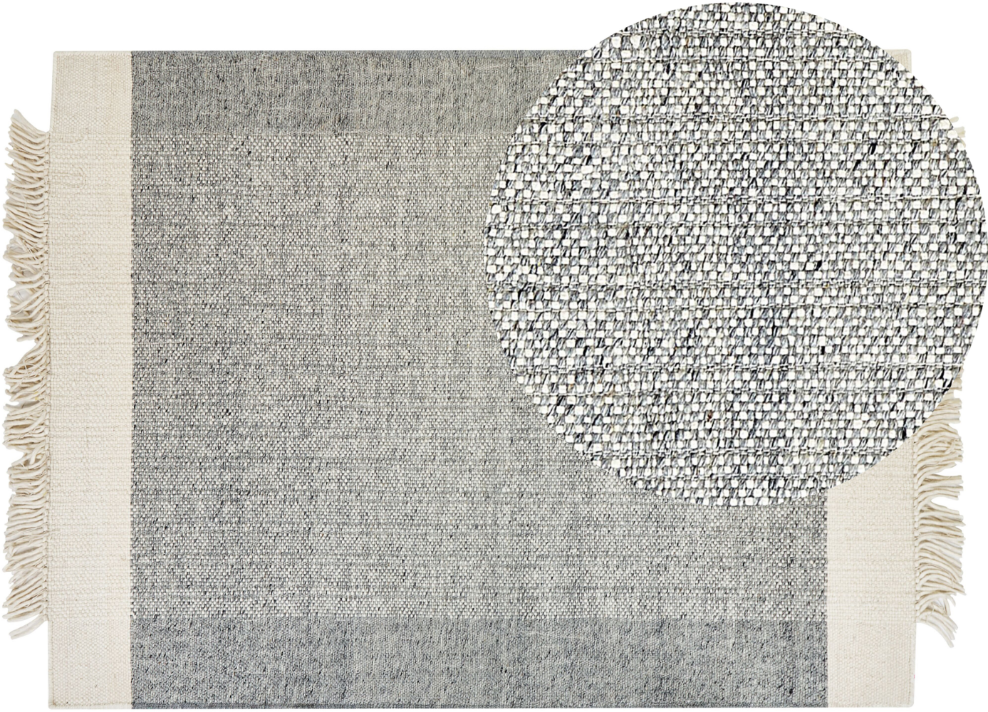Teppich Wolle grau cremeweiß 140 x 200 cm Kurzflor TATLISU Bild 1
