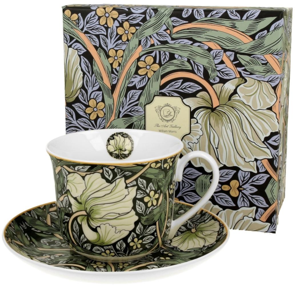 DUO ART GALLERY Jumbobecher 400 ml PIMPERNEL mit Untertasse, New Bone China Porzellan Bild 1