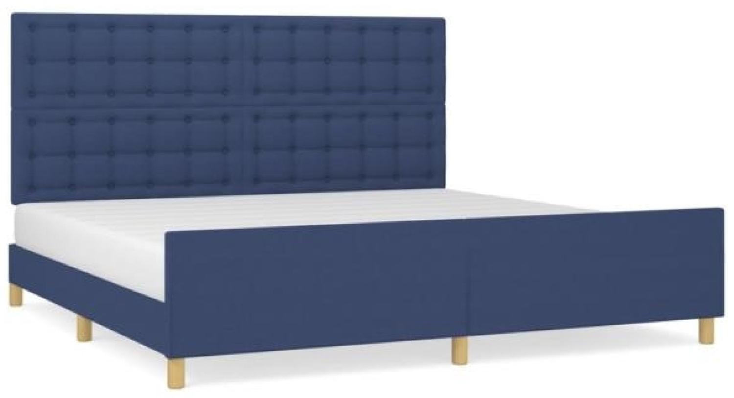 Doppelbett mit Kopfteil Stoff Blau 200 x 200 cm Bild 1