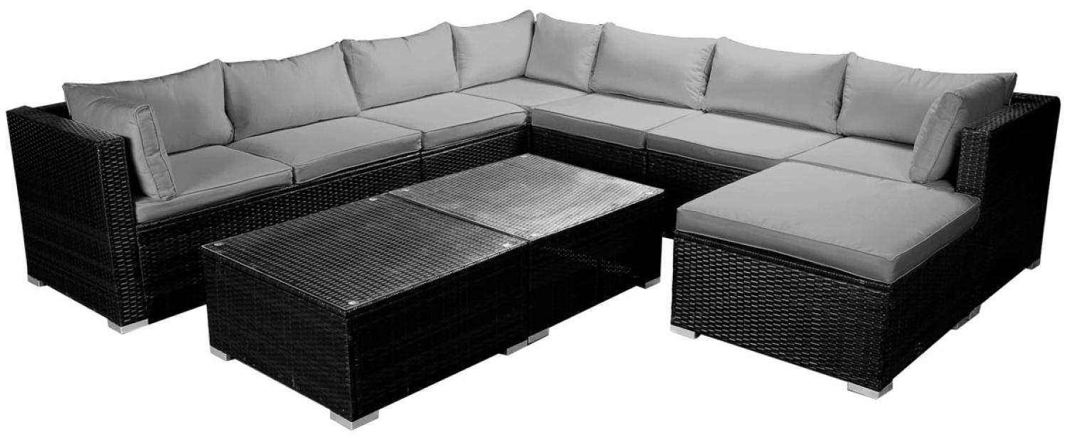 BRAST Gartenmöbel Lounge Sofa Couch Set Pleasure Schwarz Poly-Rattan für 7 Personen Bild 1