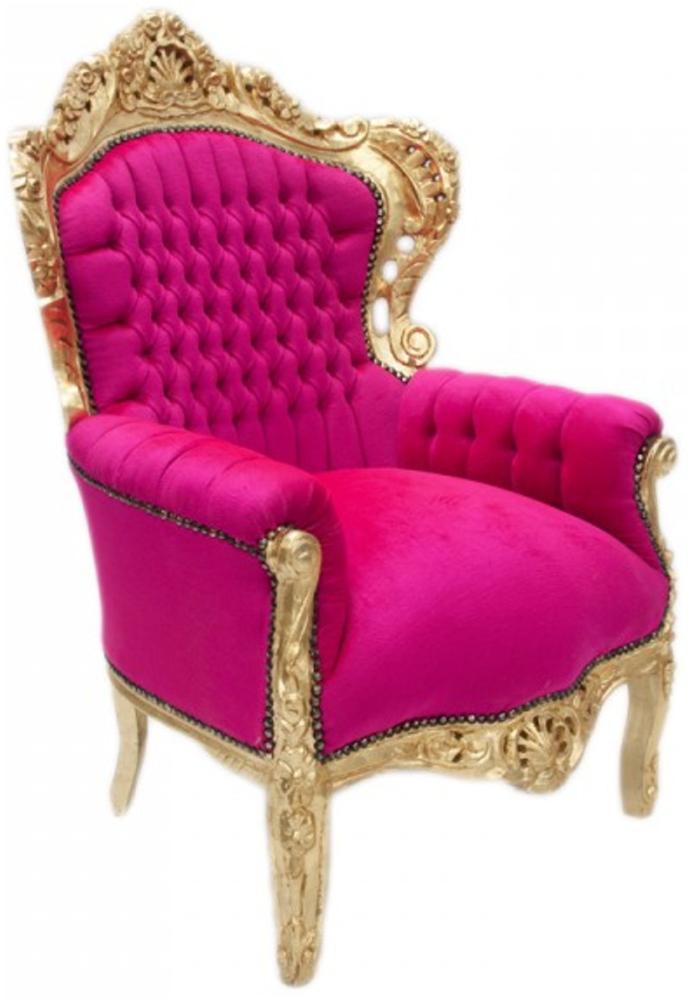 Casa Padrino Barock Sessel King Pink / Gold 85 x 85 x H. 120 cm - Möbel im Antik Stil Bild 1