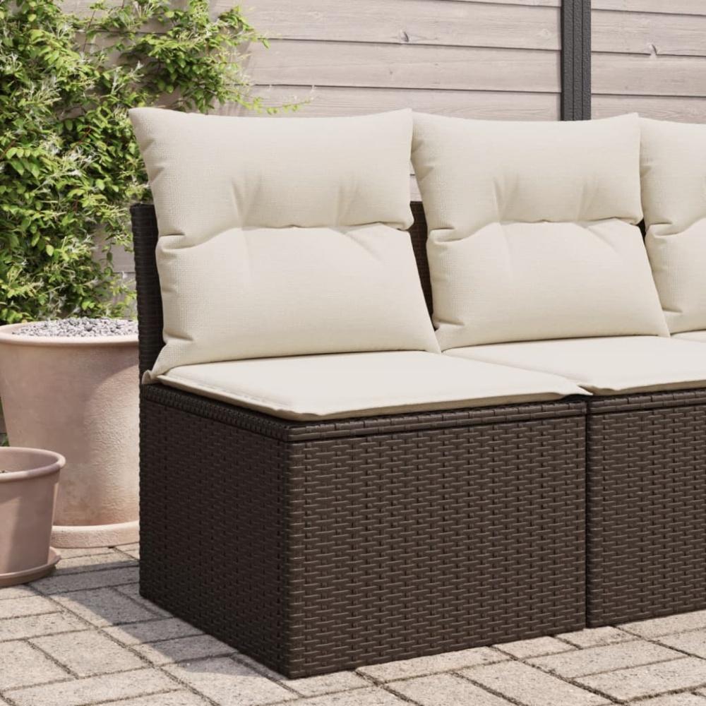 vidaXL Gartensofa ohne Armlehnen mit Kissen Braun Poly Rattan Bild 1