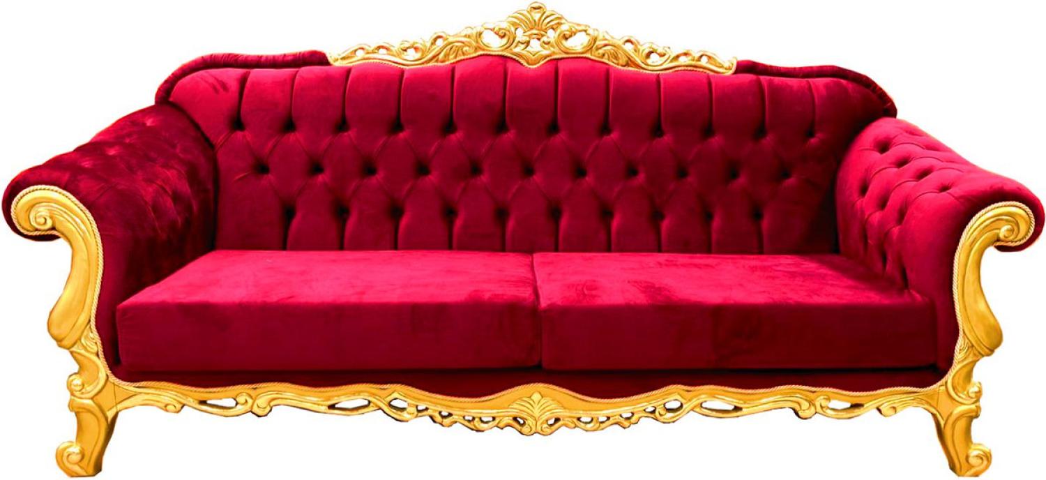 Casa Padrino Luxus Barock Sofa Bordeaux / Gold 240 cm - Prunkvolles Wohnzimmer Sofa - Möbel im Barockstil Bild 1