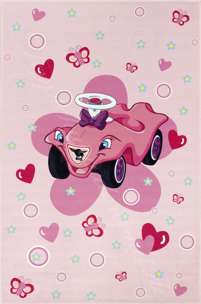 Kinderteppich- "Bobby Car" in Rosa- Spielteppich 170 x 110 cm Bild 1