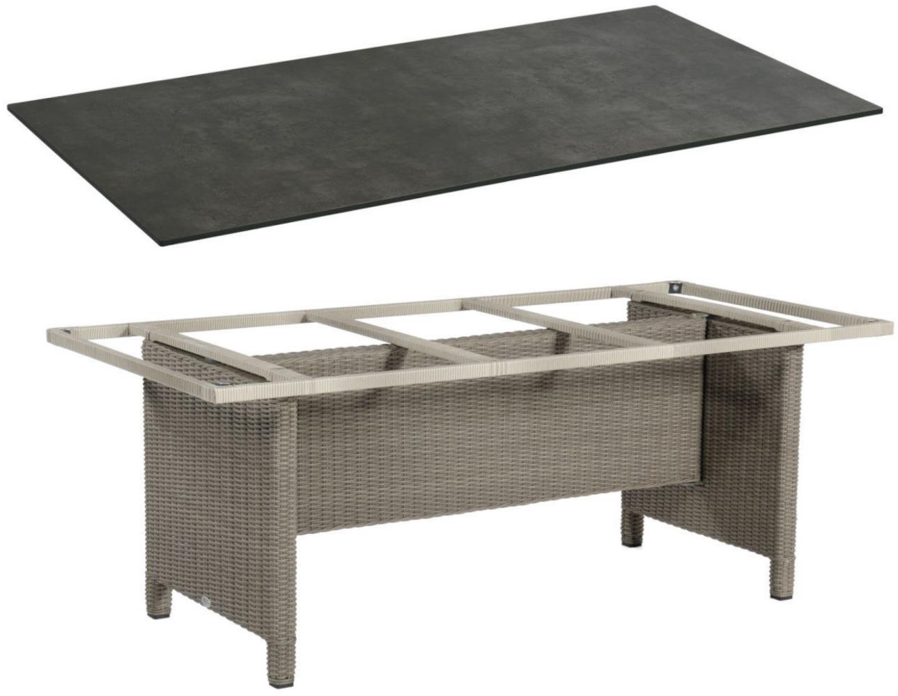 Sonnenpartner Gartentisch Base 200x100 cm Polyrattan stone-grey Tischsystem Tischplatte Compact HPL Keramikoptik 80050517 Bild 1
