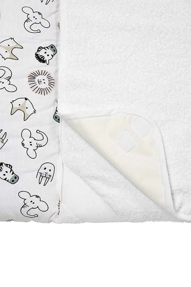 Meyco 428056 3-Keil Wickelauflage mit abnehmbaren Frotteebezug, ANIMAL, Weiß Bild 1