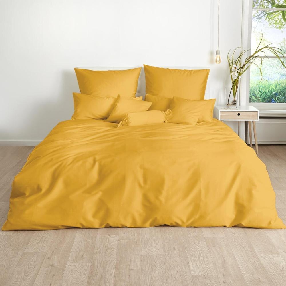 Traumschlaf Uni Mako-Satin Bettwäsche|240x220 cm + 2x 40x80 cm| bernstein Bild 1