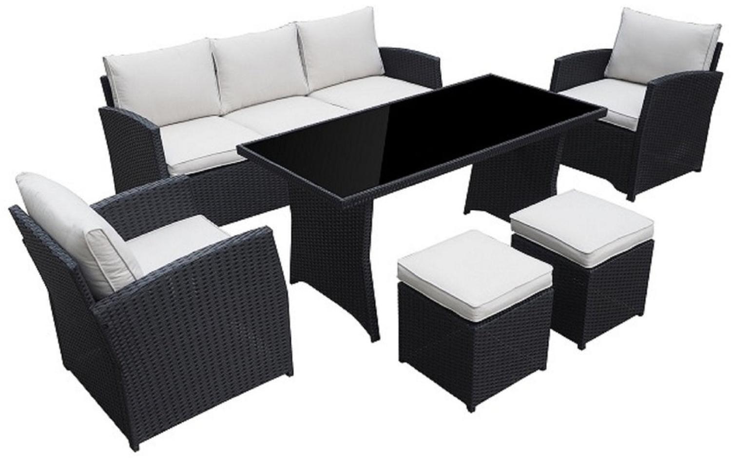 Luxus Premium Garten Polyrattan Lounge SET Möbel schwarz Essgruppe Sitzgruppe Bild 1