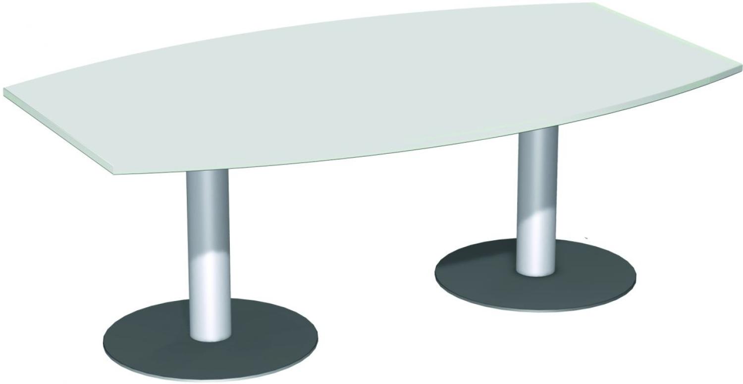 Konferenztisch Tellerfuß, Faßform, 200x80-1200cm, Lichtgrau Bild 1