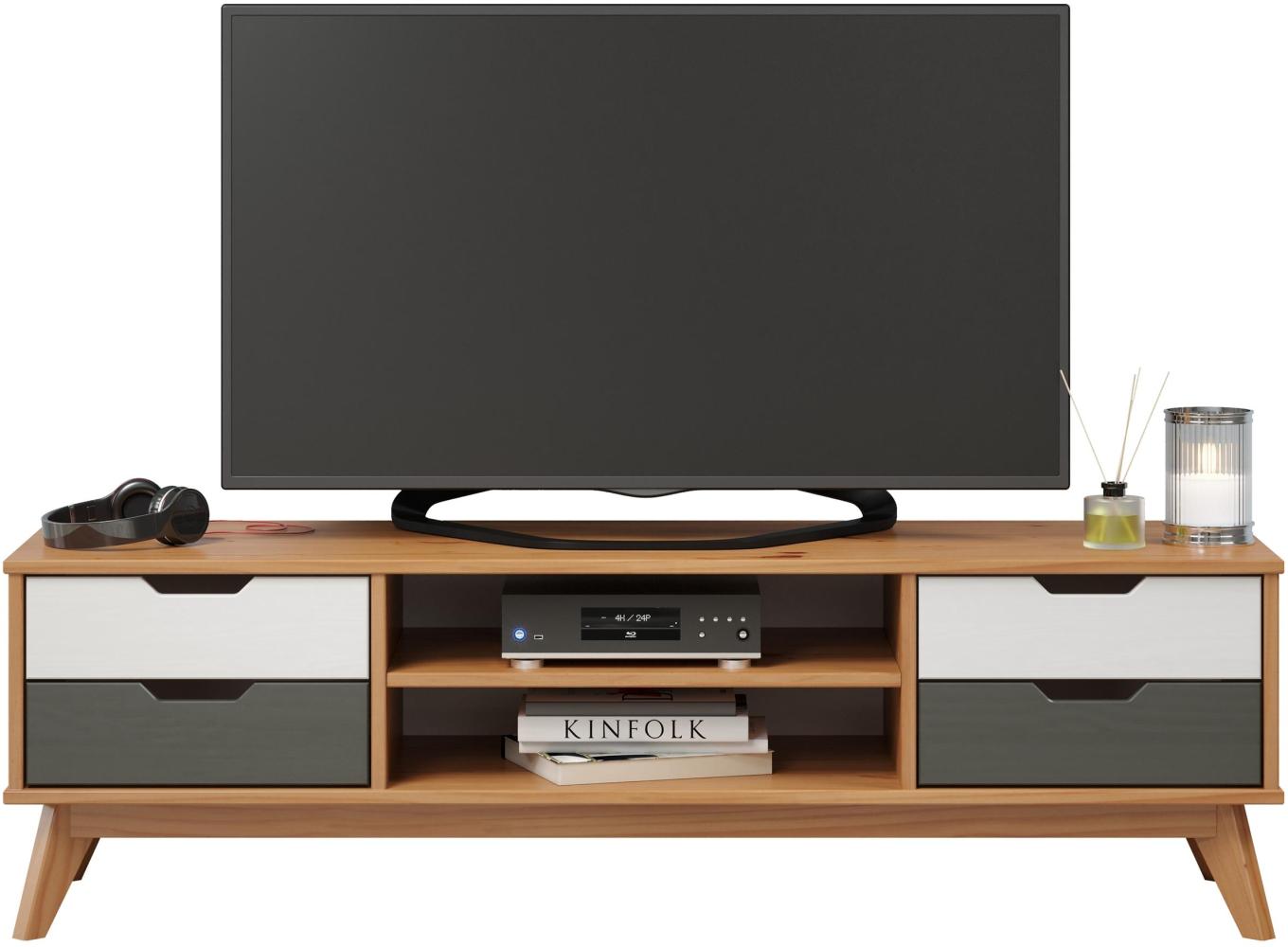 TV-Board >Sandvika< in Honigfarben aus Massivholz - 140x42x40cm (BxHxT) Bild 1