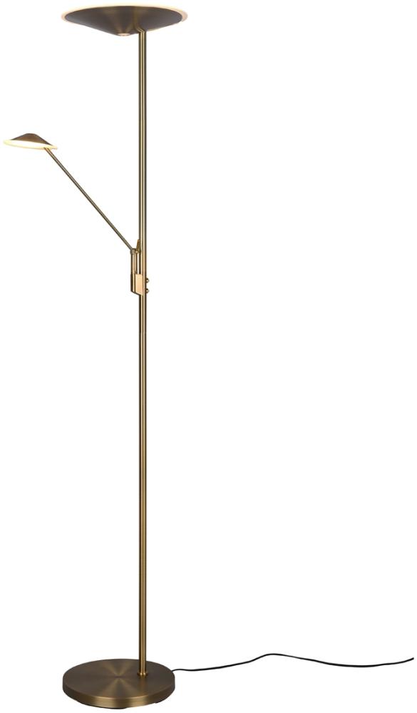 LED Deckenfluter BRANTFORD Altmessing schwenkbar mit Lesearm, Höhe 180cm Bild 1