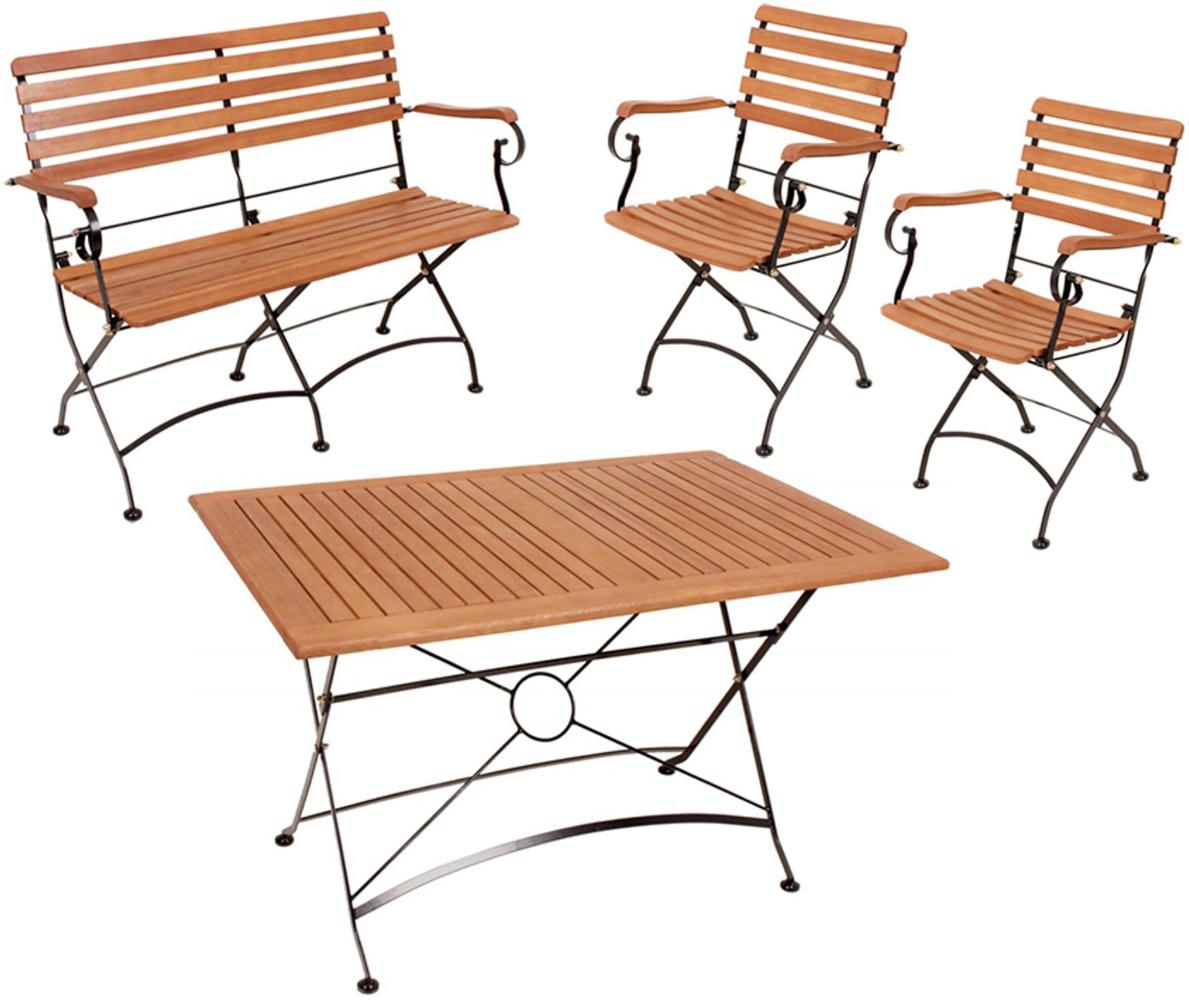 4-tlg. Tischgruppe Gartengruppe Sitzecke Tisch Klappstuhl Bild 1