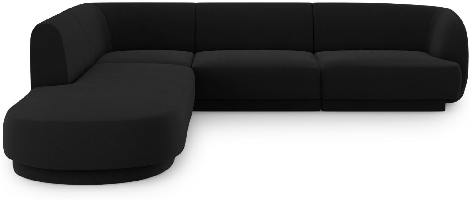 Micadoni 6-Sitzer Samtstoff Ecke links Sofa Miley | Bezug Black | Beinfarbe Black Plastic Bild 1