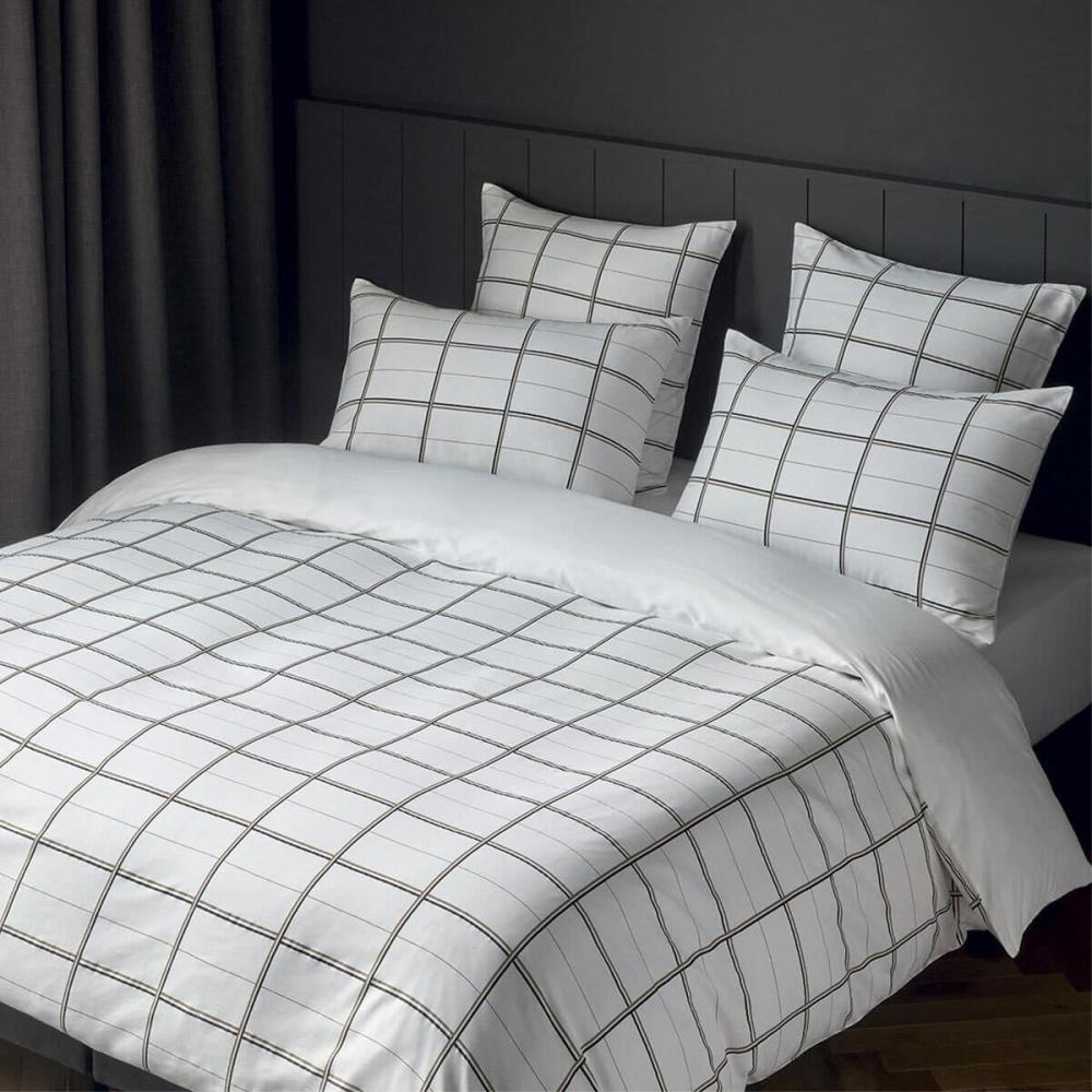 Hugo Boss Home Satin Bettwäsche Check | 135x200 cm + 80x80 cm | white Bild 1