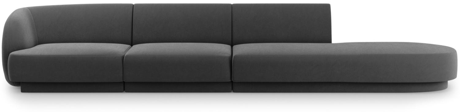 Micadoni 4-Sitzer Rechts Samtstoff Sofa Miley | Bezug Grey | Beinfarbe Black Plastic Bild 1