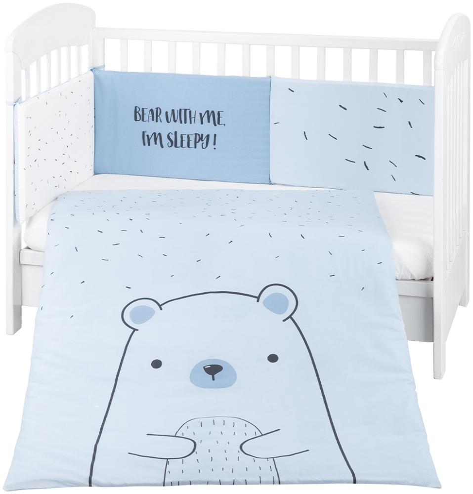 Kikkaboo Kinderbettwäsche Bär 3-tlg. Decke 135 x 95 cm Nestchen Bett 140 x 70 cm blau Bild 1