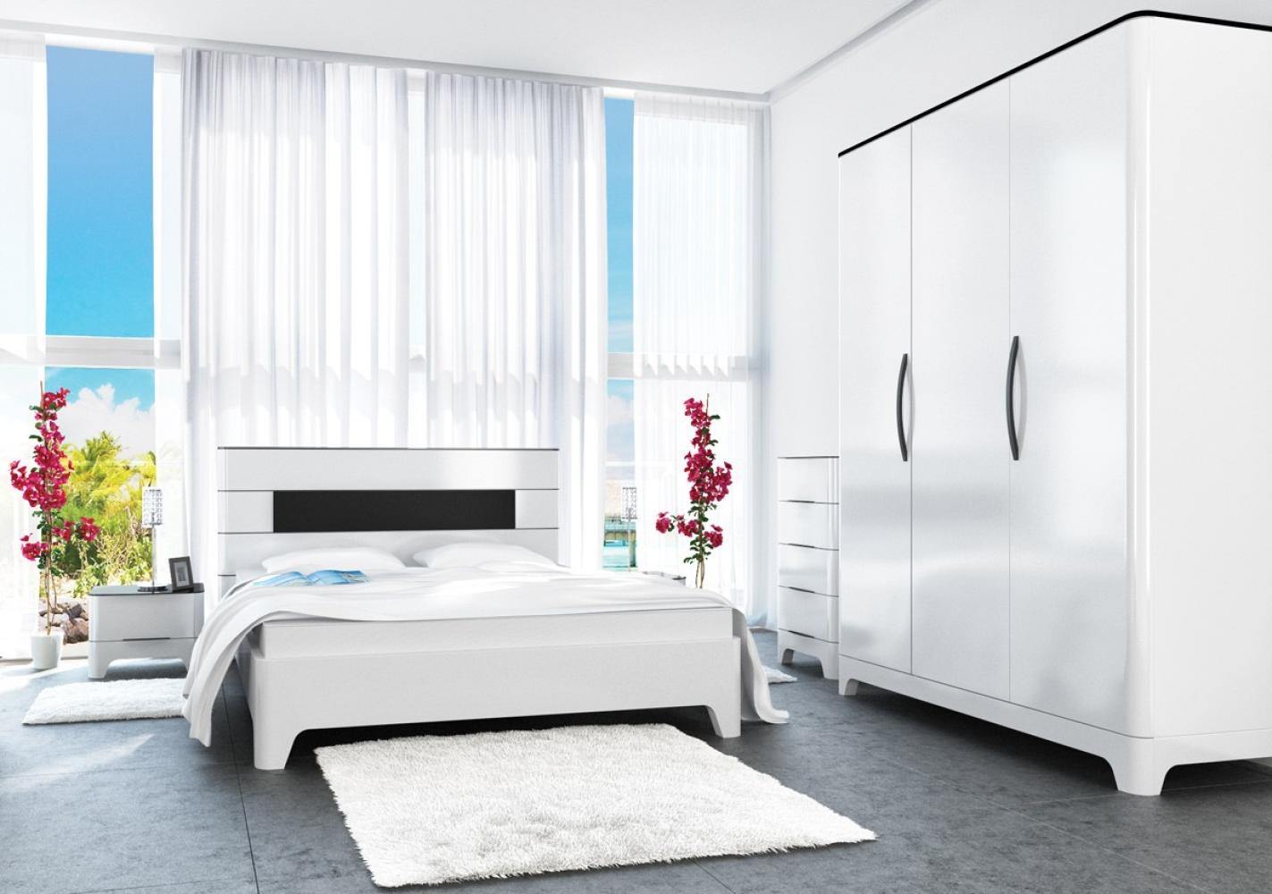 Schlafzimmer-Set "Verona" komplett 5-teilig schwarz weiß Hochglanz MDF Bild 1