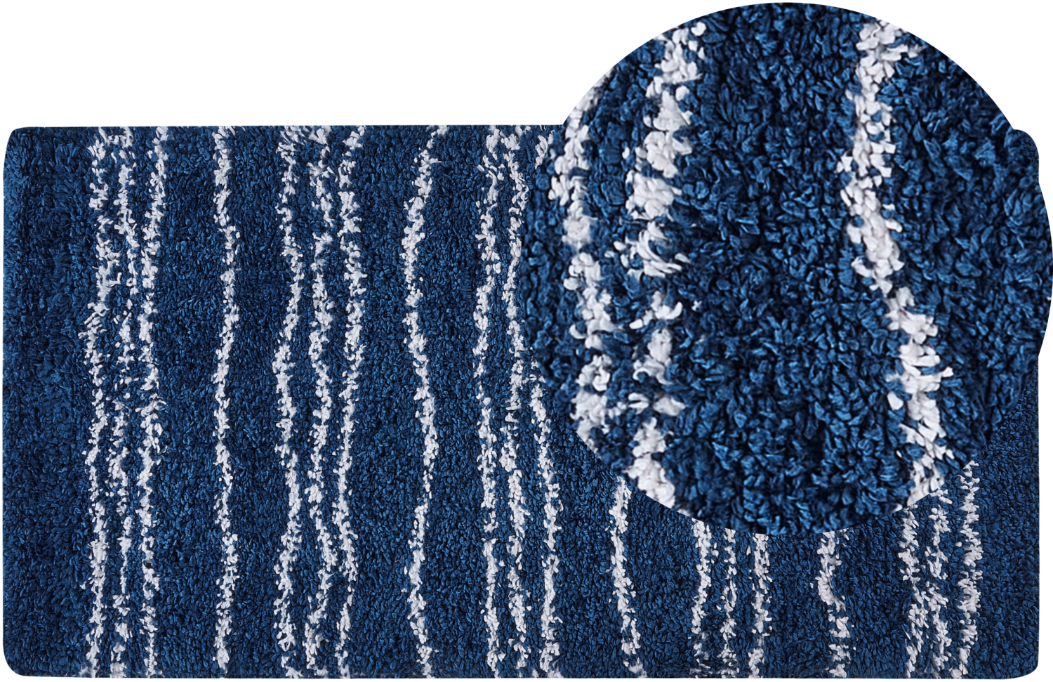 Teppich blau weiß 80 x 150 cm Streifenmuster Shaggy TASHIR Bild 1