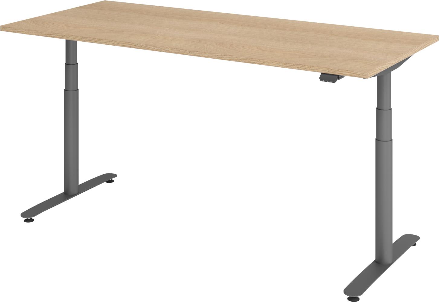 bümö® smarter Schreibtisch Serie-XDLR elektrisch höhenverstellbar mit App-Steuerung 180 x 80 cm in Eiche / Graphit Bild 1