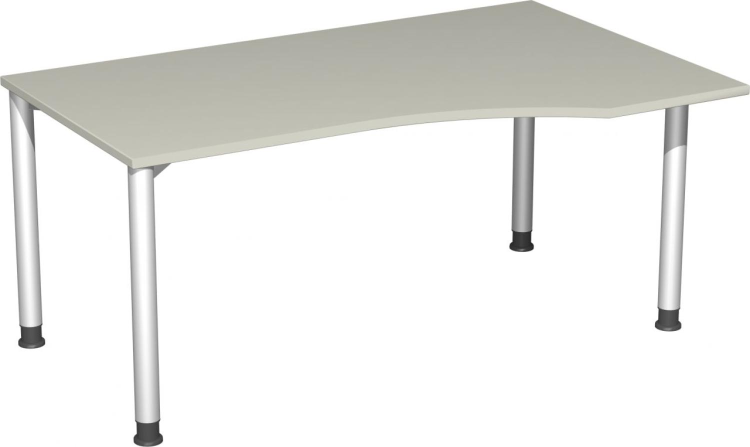 PC-Schreibtisch rechts, höhenverstellbar, 160x100cm, Lichtgrau / Silber Bild 1