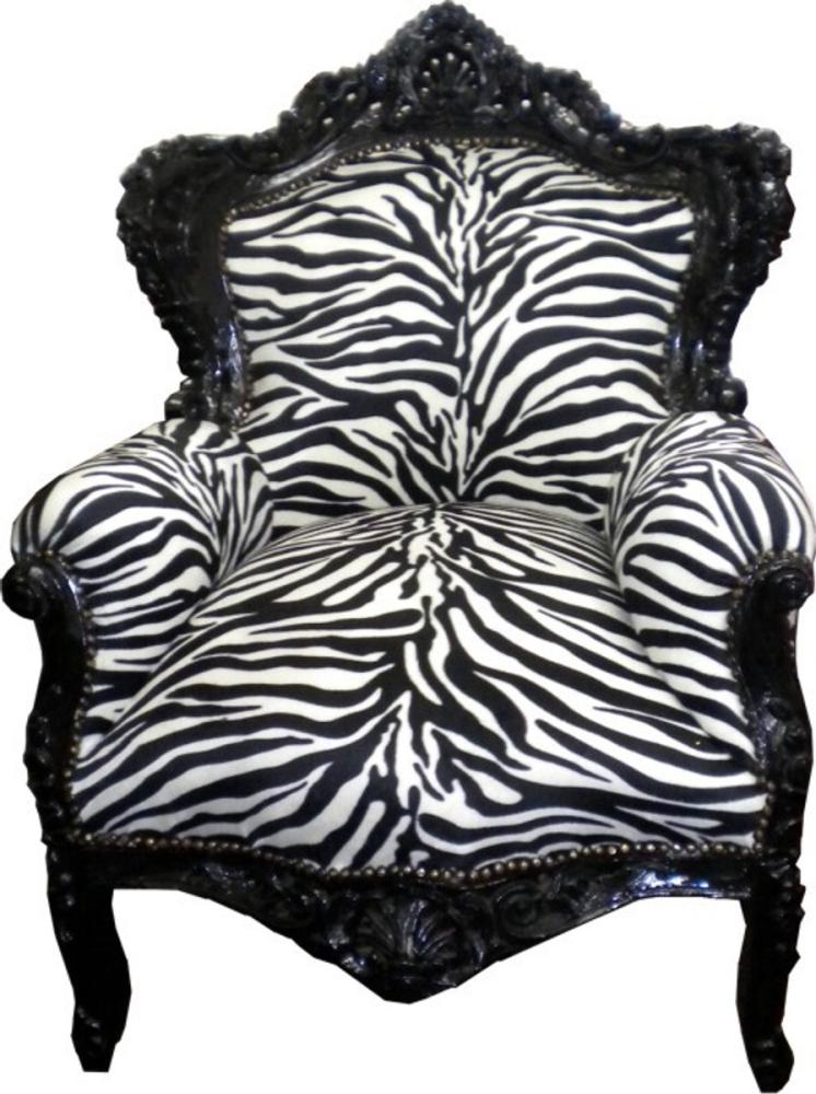 Casa Padrino Barock Sessel King Zebra / Schwarz 85 x 85 x H. 120 cm - Antik Stil Möbel Bild 1
