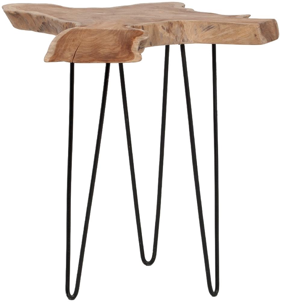 Teak Beistelltisch DINDING ca. D75-90cm Massivholz Konsolentisch Baumkante Tisch Bild 1