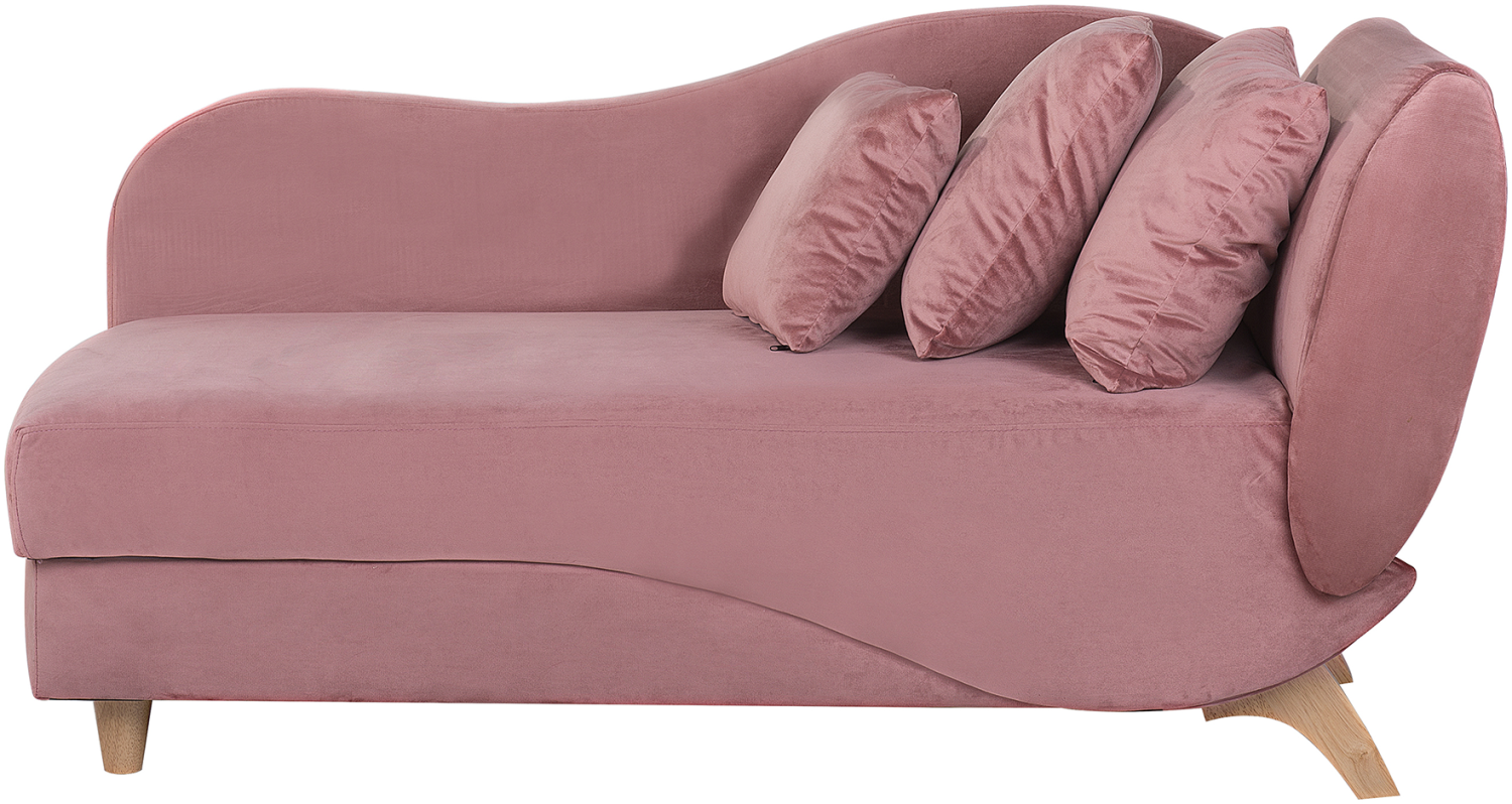 Chaiselongue Samtstoff rosa mit Bettkasten rechtsseitig MERI Bild 1