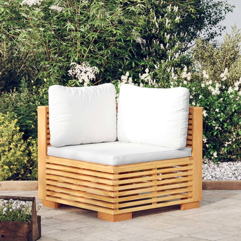 vidaXL Garten-Ecksofa mit Creme Kissen Massivholz Teak Bild 1