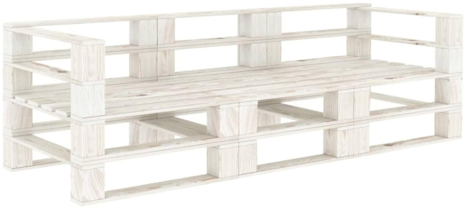 Garten-Palettensofa Weiß 3-Sitzer Holz Bild 1